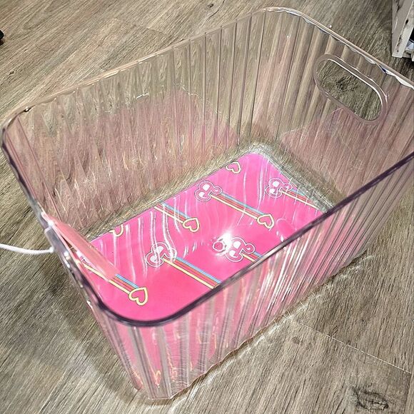 Barbie Logo Heart Ribbed Transparent Storage Bin w/Handles - Picture 5 of 13